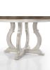 Havanna Vintage Walnut 5 Piece 47" Wide Contemporary Round Dining Table Set with Off White Fabric Chairs