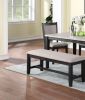 Contemporary Dining 6pc Set Table w 4x Side Chairs And Bench Padded Upholstered Cushion Seats Chairs Solid wood And Veneers Dining Room Furniture