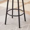 Round bar stool set with shelf, upholstered stool with backrest Grey, 23.62'' W x 23.62'' D x 35.43'' H.