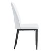 Modern Dining Chairs Set of 6, Side Dining Room/Kitchen Chairs, Faux Leather Upholstered Seat and Metal Legs Side Chairs, White