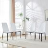 Modern Dining Chairs Set of 6, Side Dining Room/Kitchen Chairs, Faux Leather Upholstered Seat and Metal Legs Side Chairs, White