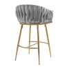 26'' Counter height bar stools Set of 2,velvet kitchen island counter bar stool with hand- wave back,golden chromed base and foot rest(GREY)