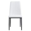 Modern Dining Chairs Set of 6, Side Dining Room/Kitchen Chairs, Faux Leather Upholstered Seat and Metal Legs Side Chairs, White