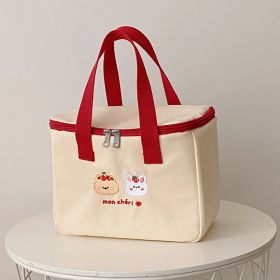 1pc Cartoon Cute Tote Bag; Insulated Lunch Bag; Lunch Box Bag (Color: Bear And Rabbit)