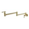 Wall-Mounted Potfiller modern 360-degree rotating kitchen faucet in Brushen Gold