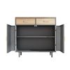 31.5'' Wide 2 Drawer Sideboard, Modern Furniture Decor, Made with Iron + Carbonized Bamboo, Easy Assembly