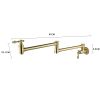 Wall-Mounted Potfiller modern 360-degree rotating kitchen faucet in Brushen Gold